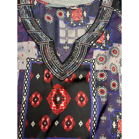 Valerie Stevens Sequined Tunic Blouse Top Xlarge - Picture 2 of 3